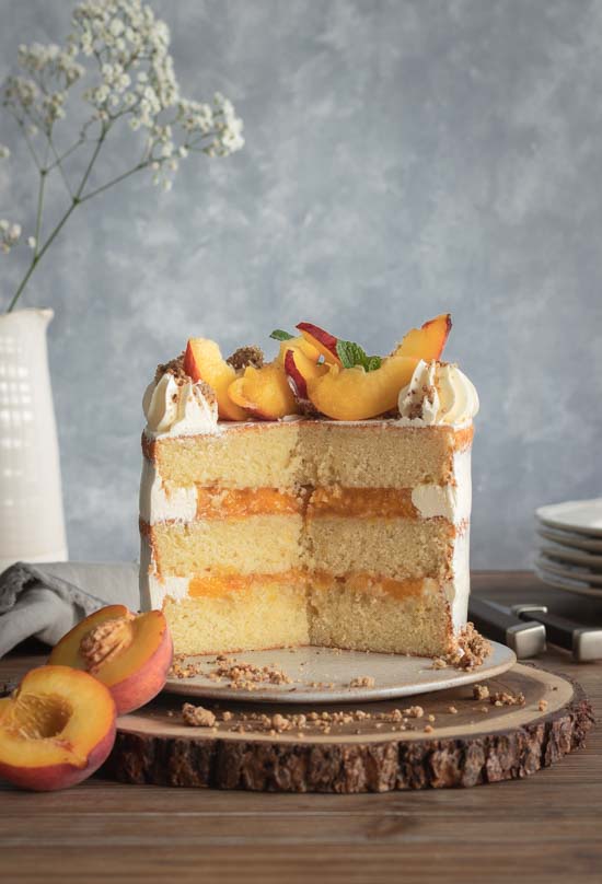 Layer cake pêche vanille